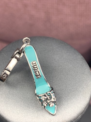 Vintage Rare Cute Juicy Couture Aqua Enamel Rhinestone stiletto high heel Shoe - Picture 2 of 11