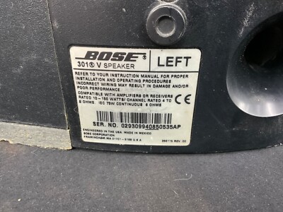 Bose 301 V Series Direct Reflecting Speakers Black Pair Right Left