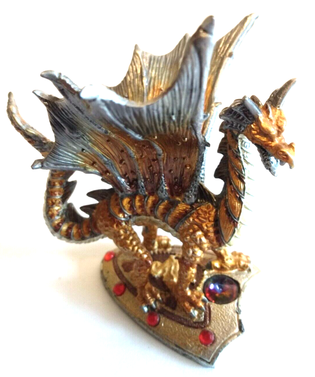 Pewter metal Dragon Figurine Rhinestones Painted Enamel Heavy eBay