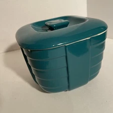 Hall China Co. Hotpoint Refrigerator 6” Square Green Ceramic Covered Dish