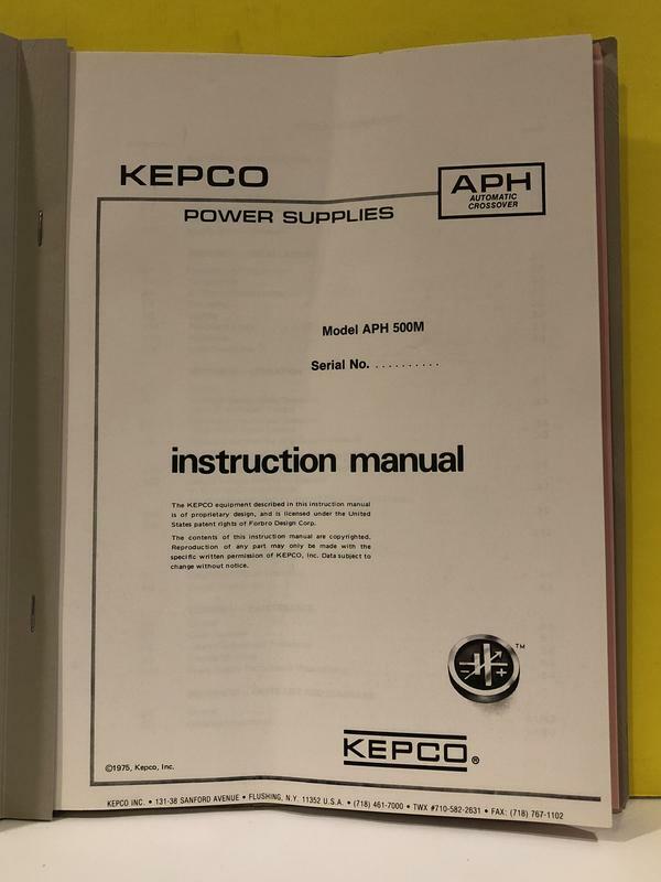 Kepco H252570 Power Supplies Model APH 500M Instruction Manual