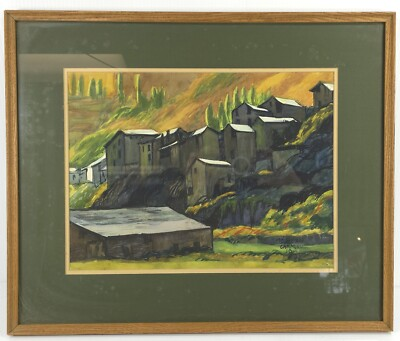 #ad Antique Gouache or Watercolor by Duncan Campbell Mountain Village c. 1900 1935 $212.50