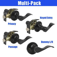Matte Black Door Knob Lever Lock Door Handles Passage Privacy Keyed Entry Dummy