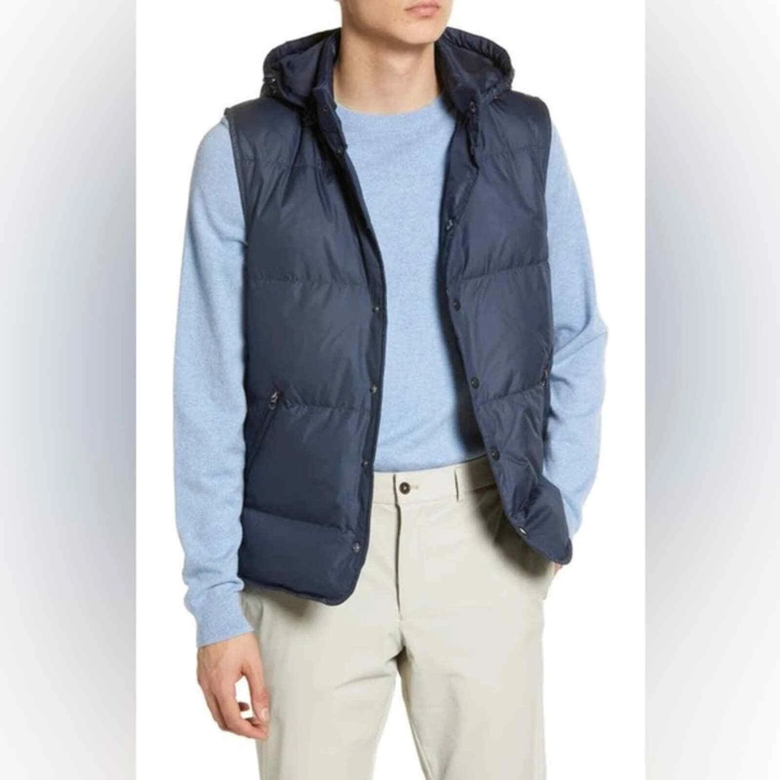 Jack Victor Ludwig Hooded Down Vest in Navy XL