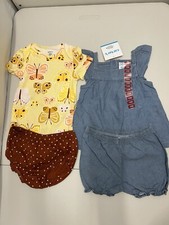Carter's Baby Girl's 4-Piece Butterfly/Chambray Mix  Match Top and Diaper Cover