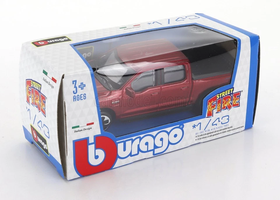 MODELLINO AUTO STATICO BURAGO FORD F150 LIGHTNING PICK-UP 2022 ROSSO SCALA 1/43 - Immagine 4 di 4