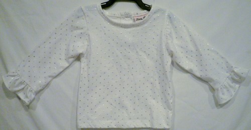 Long Sleeve White Silver Dots Top 3T | eBay