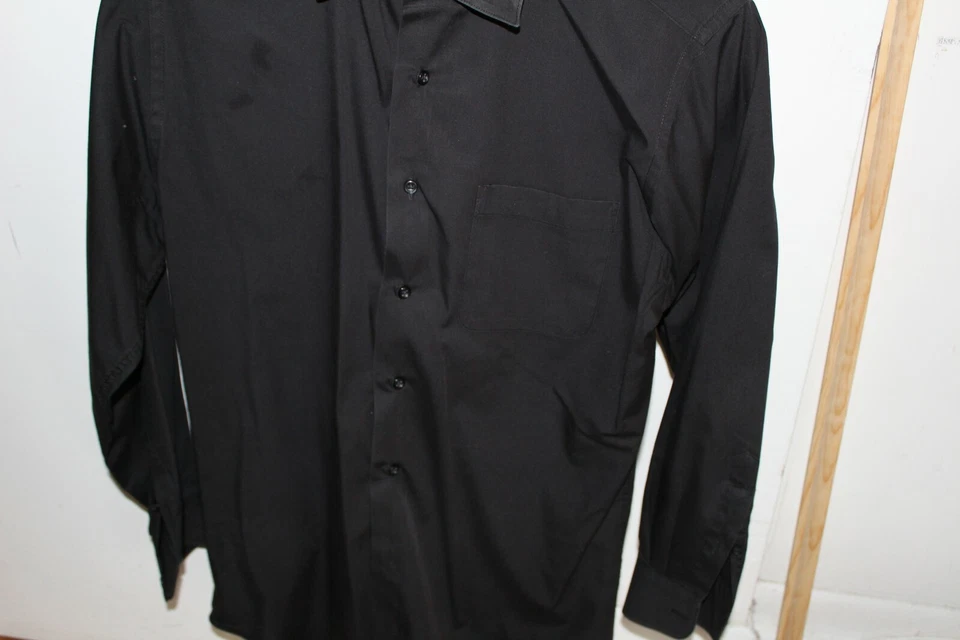 CAMISA TOP BERGAMO NEW YORK NEGRA ABOTONADA M 15-15 1/2 32/33 Foto 3 de 4