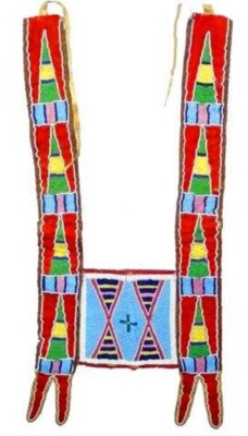 Red Wool Old Style Crow Beaded Martingale 34''L x 16''W Horse Collar HMG6