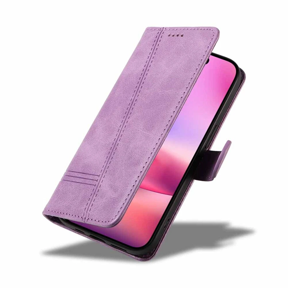 For iPhone 16 Pro 15 14 13 12 11 XR SE 7 8 Flip Wallet Leather Phone Case Cover - Image 3 of 4