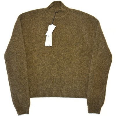 RICK OWENS Mens Maglia Alpaca Turtleneck Sweater Olive Honey Brown