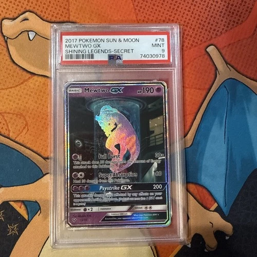 PSA 9 Pokemon Mewtwo GX Secret Rare 78/73 Shining Legends Holo