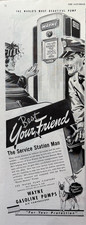 1940s Wayne Gasoline Pumps Service Station Man Best Friend Shepard VTG Print Ad