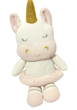 Living Textiles Kenzie Unicorn Knitted Plush Lovey Baby Plush Rattle Amigurumi