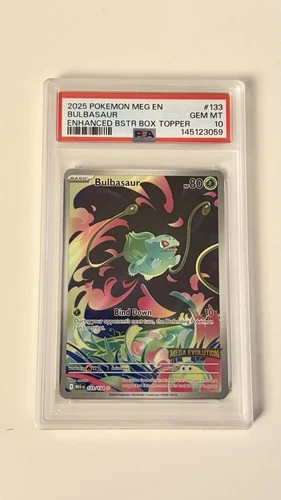Bulbasaur Mega Evolution 133/132 Enhanced Box Topper PSA 10