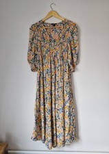 Isabella Oliver Baukjen Peach Orange Floral Midi Maternity Dress Size UK 10