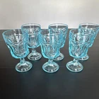 Vintage Anchor Hocking Turquoise Goblets RARE Glassware Fairfield Pattern 1970’s
