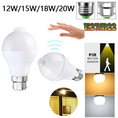 E27/B22 PIR Motion Sensor LED Bulb Globe Energy Saving Light Auto ON/OFF UK 2025 - Image 2 of 4