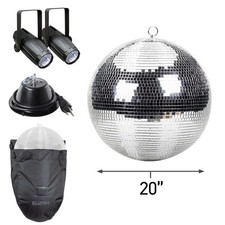 ProX MB-20 20" Disco Dance Club Mirror Ball w Carrying Bag  LED Pin Spot