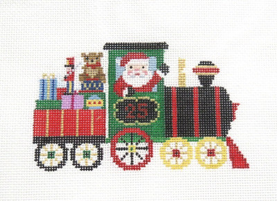 Susan Roberts Santa Engine Train Handpainted Needlepoint Canvas 5840