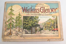 c1920 ANTIQUE WATKINS GLEN NY SOUVENIR 34 VIEW BOOK HISTORY SWITZERLAND OF US