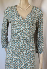 Boden Kleid 36 38 blau petrol senf  Jerseykleid Viskose 3/4 Arm