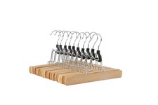Amazon Basics Sturdy Wooden Pants Hangers - Natural, 10-Pack 10-Pack, Natural