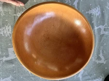 Decorative Wooden Bowl Three Footed MCM Vintage Large Turned Wood Oval Brown