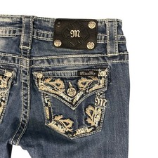 Miss Me Jeans Womens 26 Signature Bootcut Embellished Flap Pockets 28x32