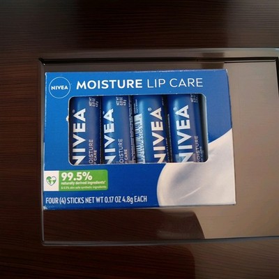 Nivea Shimmer Lip Care Stick 4 Pack 0.17 oz 3x Care Moisture, Repair, Nourish