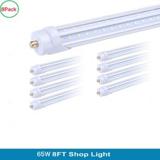 8 Pack 8FT Led Tube Light Bulbs, FA8 Led Shop Light 65W T8 T12 Single Pin 5000K