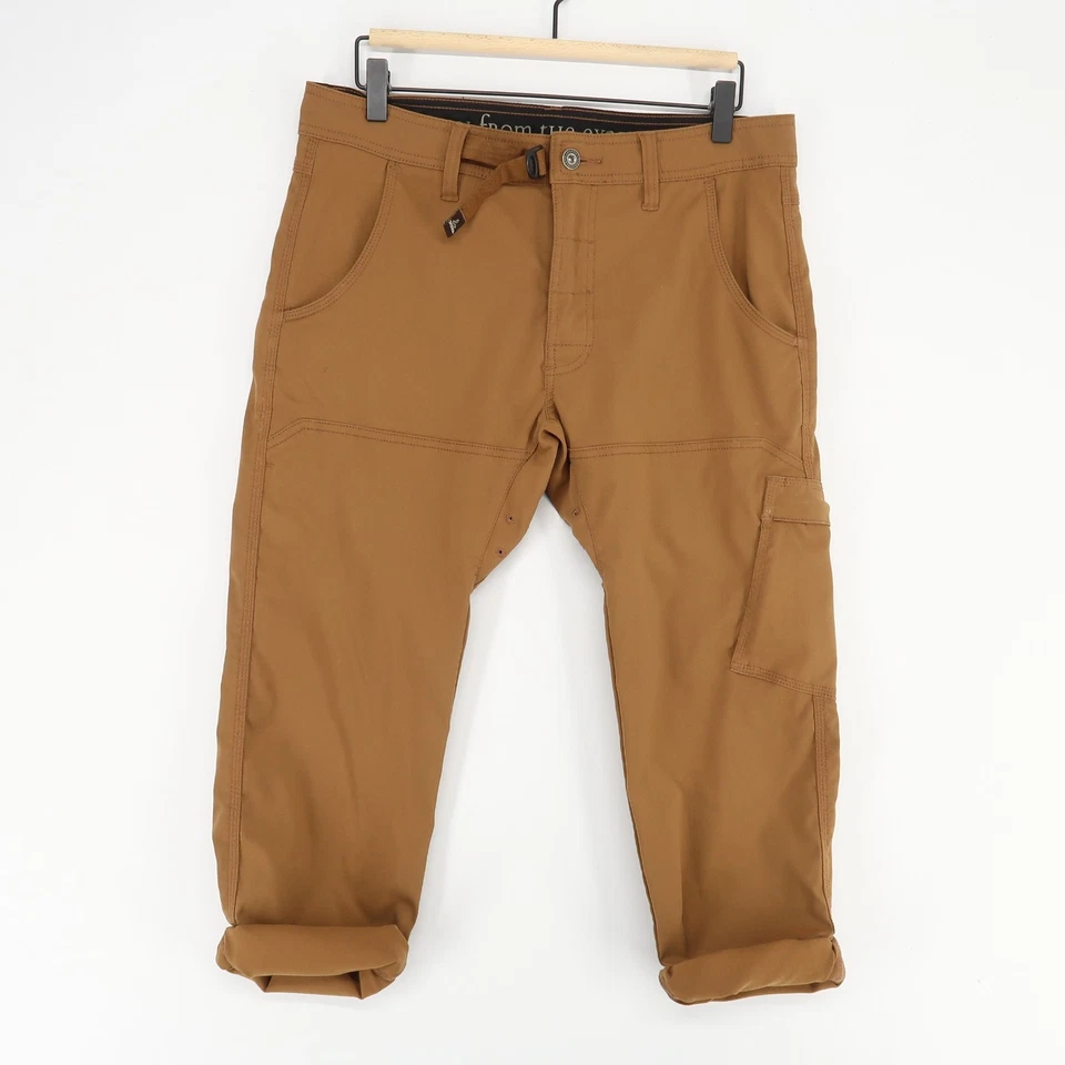 Pantalones Prana Zion Hombre 32x30 Marrón Nylon Elastizado Carga Enrollable Senderismo Calce Recto Foto 4 de 4