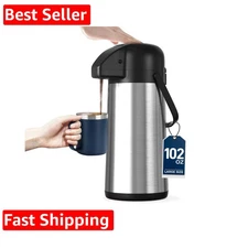 Coffee Carafe for Keeping Hot - 102OZ / 3L Airpot Coffee Dispenser with Pump ...