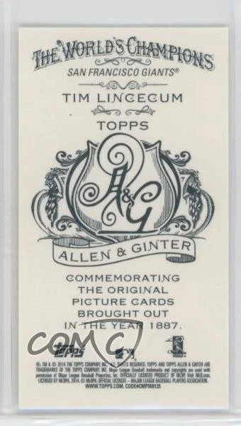 2014 Topps Allen & Ginter's Mini No Number /50 Tim Lincecum #32 - Image 2 of 2