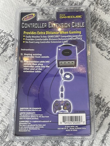 Intec Controller Extension Cable For Nintendo GameCube 6' NEW & SEALED - Picture 3 of 3