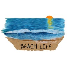 Decal Vinyl Sticker "Beach Life" - Beach Sunset Made in USA