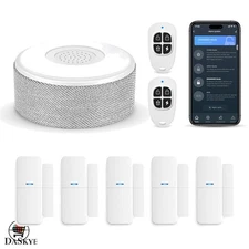 WiFi Door Alarm System: 8-Piece Wireless Security Kit with Mobile Alerts & Alexa