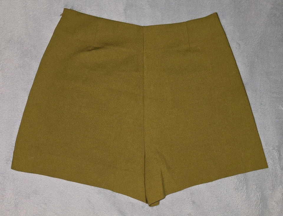 Pantalones Cortos Trafaluc Zara Cintura Alta Oliva Mujer Bolsillos Pequeños! Foto 2 de 4