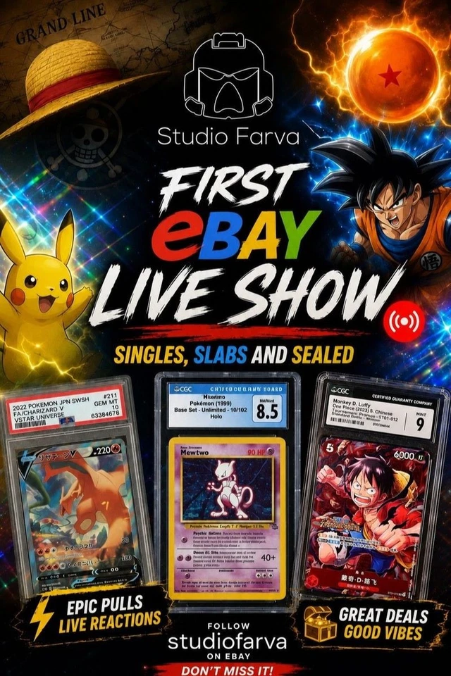 First eBay live show - $1 starts & penny drops - Singles, sealed and slabs!