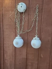 Vintage 2 Lamp Hanging Swag Light Fixture 60s Pineapple