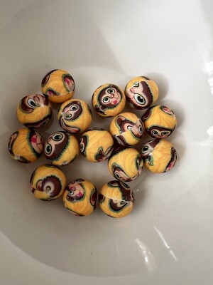 15mm Round 15 pc Monkey Pattern Silicone Beads diy, pen, keychain