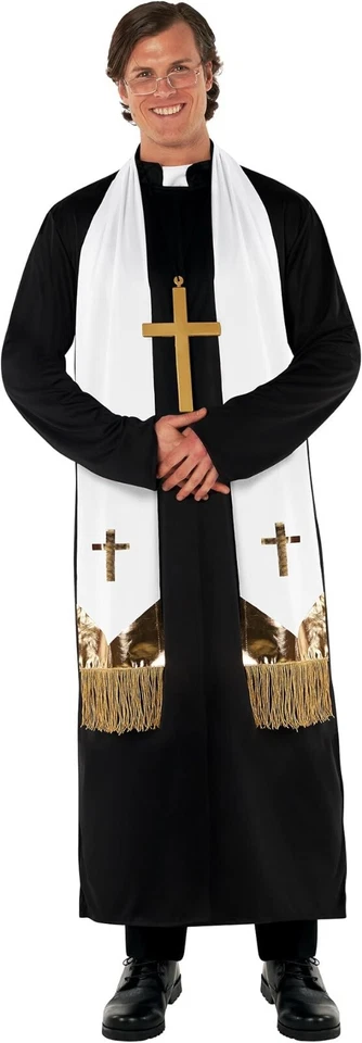Priester Kostüm Herren Erwachsene Pfarrer Karneval Halloween Faschingkostüme - Bild 3 von 4
