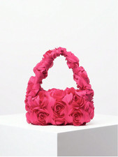 Pink Elegant Rose Pattern Evening Bag Handbag For Wedding Party