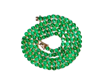 15Ct Round Lab Created Emerald Women's Tennis Necklace 14K Yellow Gold Over 18''