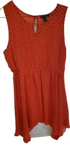 No Boundaries XXL Peace Summer Dress Red With Black Poka Dot Button Back Junio