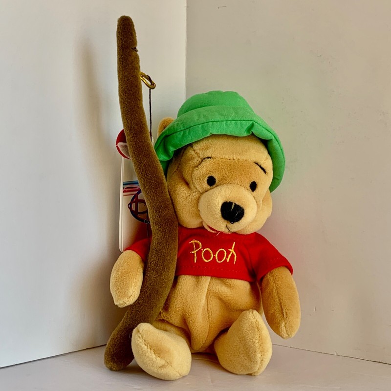 Winnie the Pooh - Mini Bean Bag Pooh 8" w/ Fishing Pole  - from the Disney Store