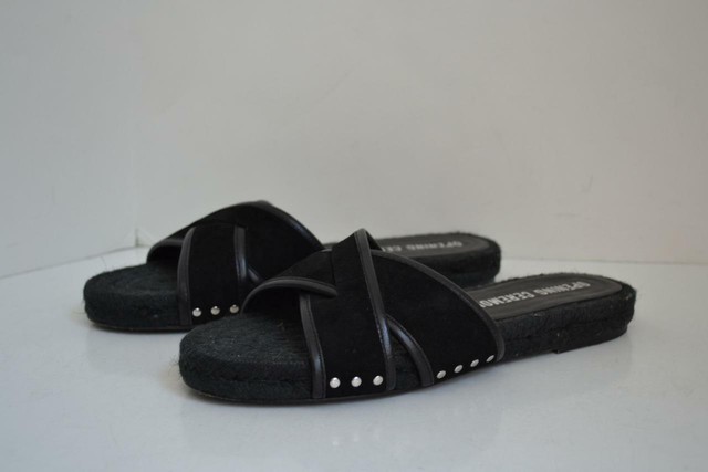 black flat criss cross sandals