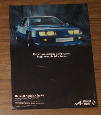 Rare Advertising Renault Alpine A 310 V6 has what others do not 1978