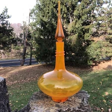 Blenko Specialty Piece  PAW PAW Glass Decanter and Flame Stopper 2019 spiral HTF