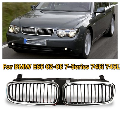 Front Kidney Grille Grill Black Chrome for BMW E65 2002-2005 7-series 745i 745li
